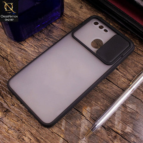 Oppo A5s - Black - Translucent Matte Shockproof Camera Slide Protection Case