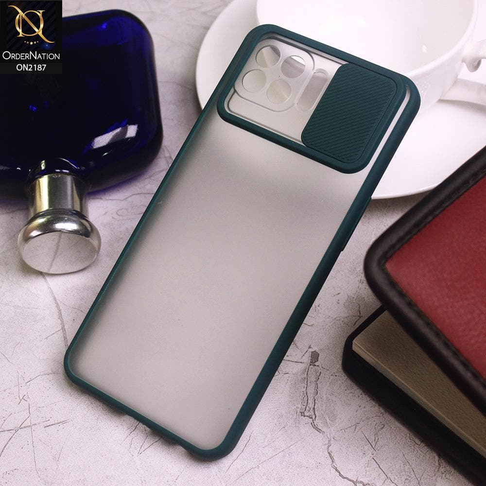 Oppo A73 Cover - Green - Translucent Matte Shockproof Camera Slide Protection Case