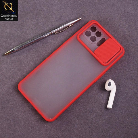 Oppo Reno 4F Cover - Red - Translucent Matte Shockproof Camera Slide Protection Case