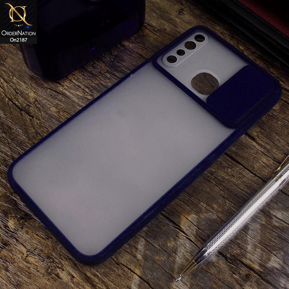 Tecno Camon 12 - Blue - Translucent Matte Shockproof Camera Slide Protection Case