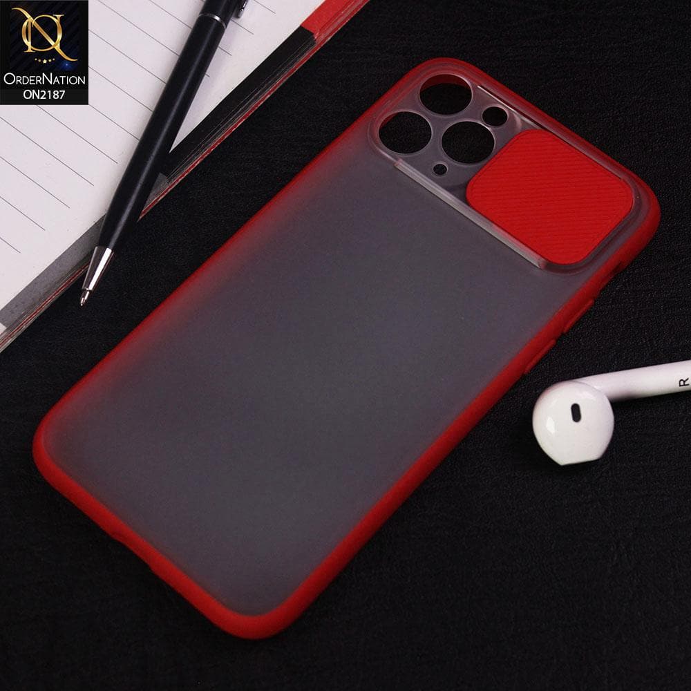 iPhone 11 Pro Cover - Red - Translucent Matte Shockproof Camera Slide Protection Case