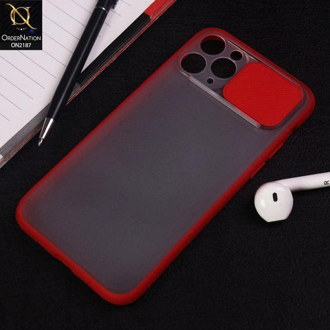 iPhone 11 Pro Max Cover - Red - Translucent Matte Shockproof Camera Slide Protection Case