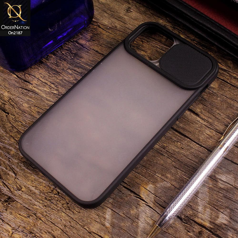 iPhone 12 Pro Cover - Black - Translucent Matte Shockproof Camera Slide Protection Case