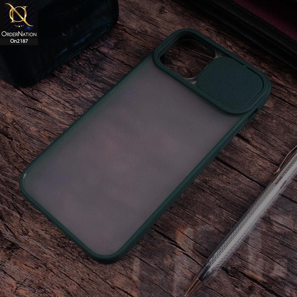 iPhone 12 Pro Cover - Green - Translucent Matte Shockproof Camera Slide Protection Case