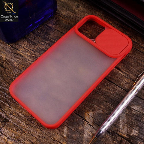 iPhone 12 - Red - Translucent Matte Shockproof Camera Slide Protection Case