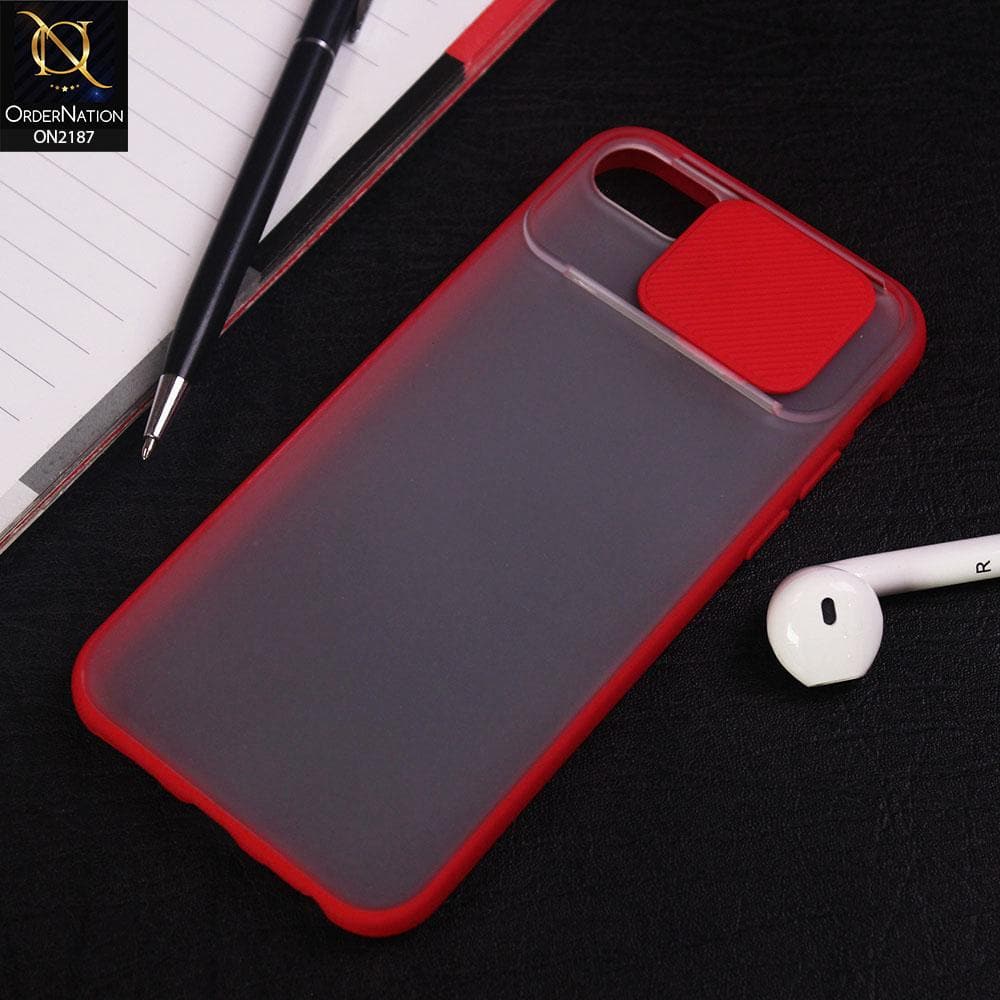 iPhone 8 / 7 Cover - Red - Translucent Matte Shockproof Camera Slide Protection Case