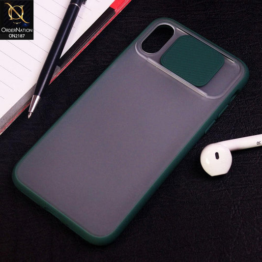 iPhone XS Max Cover - Green - Translucent Matte Shockproof Camera Slide Protection Case