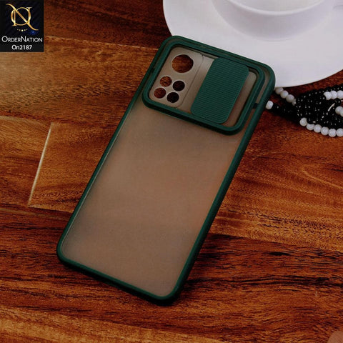 Xiaomi Mi 10T Pro - Green - Translucent Matte Shockproof Camera Slide Protection Case