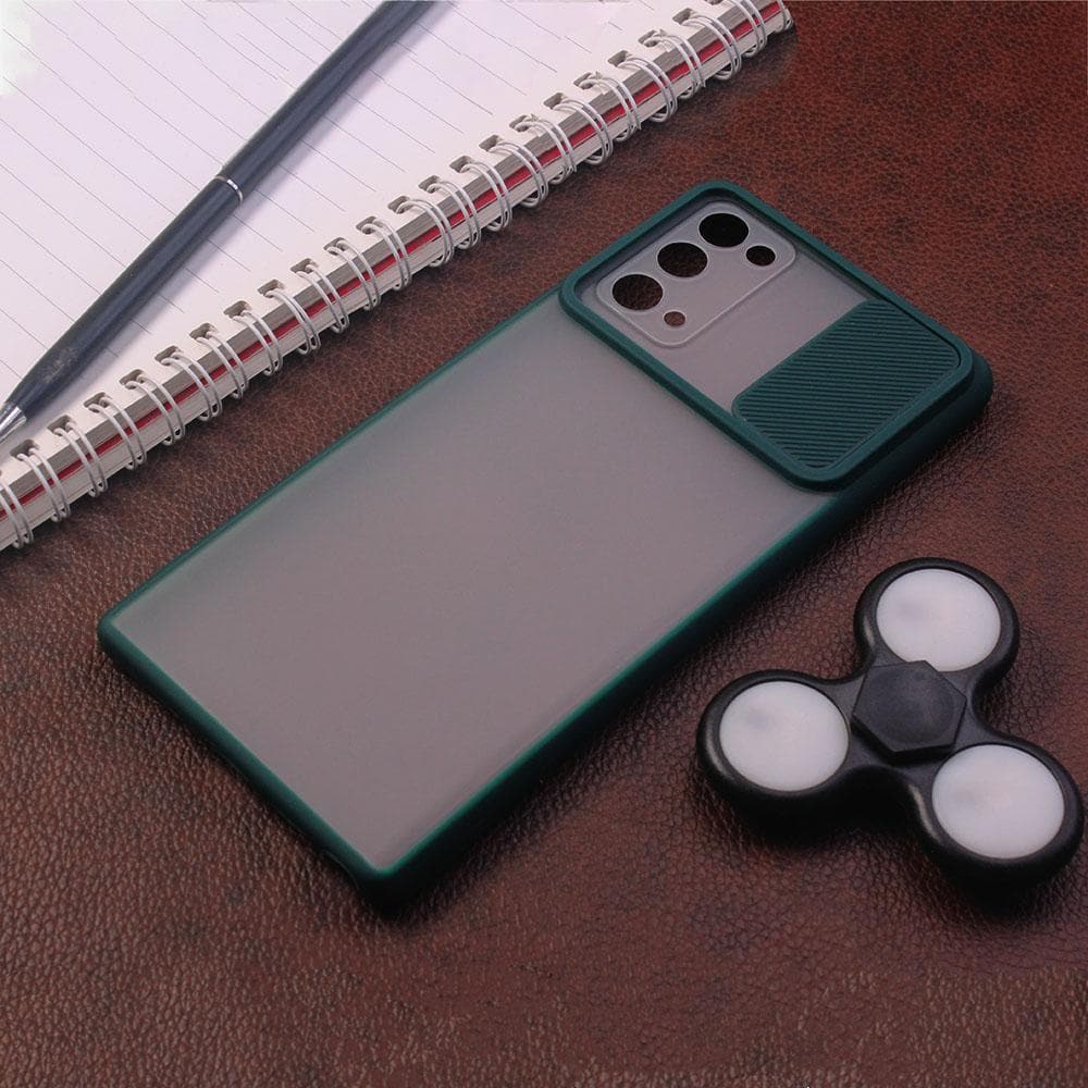 Samsung Galaxy Note 20 Cover - Green - Translucent Matte Shockproof Camera Slide Protection Case