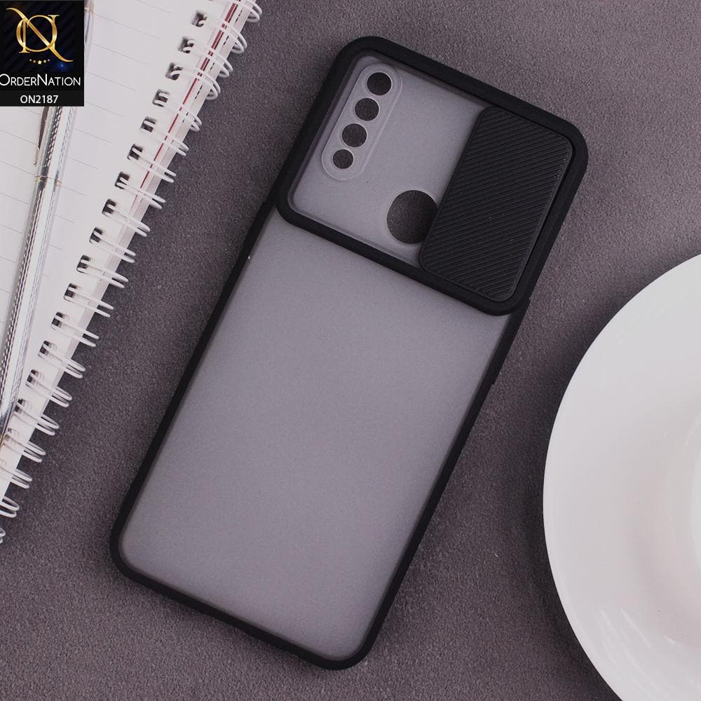 Oppo A31 Cover - Black - Translucent Matte Shockproof Camera Slide Protection Case