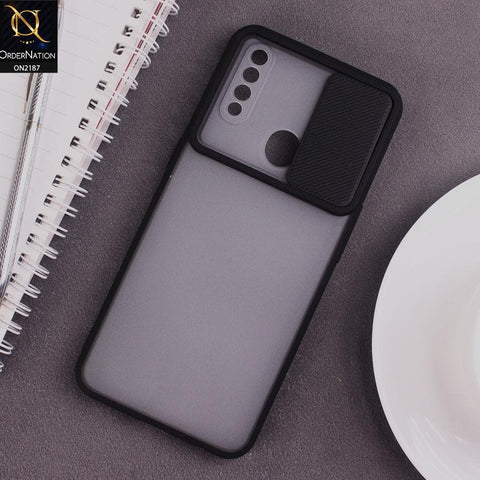 Oppo A8 Cover - Black - Translucent Matte Shockproof Camera Slide Protection Case