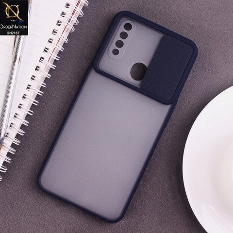 Oppo A31 Cover - Blue - Translucent Matte Shockproof Camera Slide Protection Case