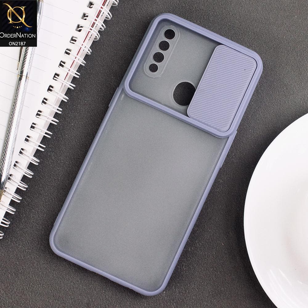 Oppo A8 Cover - Gray - Translucent Matte Shockproof Camera Slide Protection Case