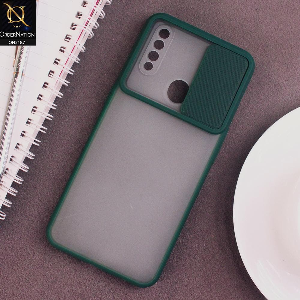 Oppo A31 Cover - Green - Translucent Matte Shockproof Camera Slide Protection Case