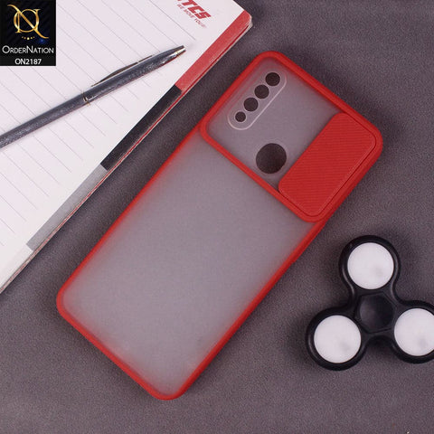 Oppo A8 Cover - Red - Translucent Matte Shockproof Camera Slide Protection Case