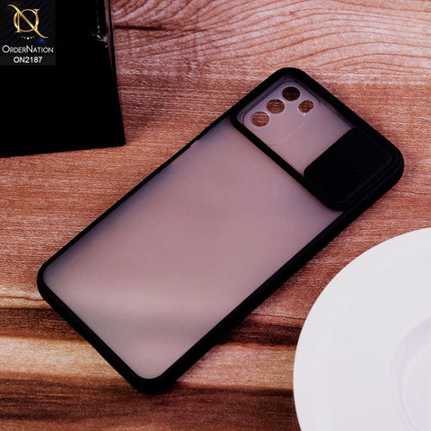 Xiaomi Poco M3 Cover - Black - Translucent Matte Shockproof Camera Slide Protection Case