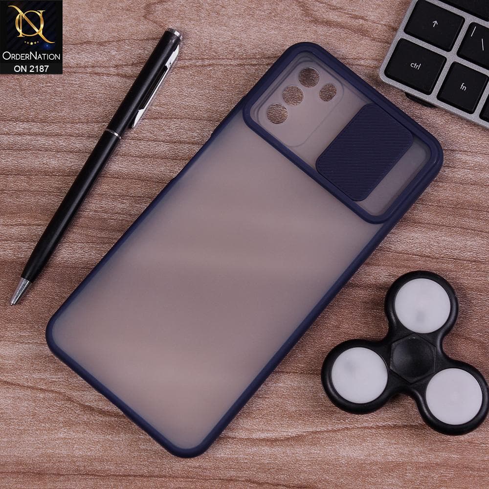 Xiaomi Poco M3 - Blue - Translucent Matte Shockproof Camera Slide Protection Case