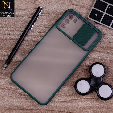 Xiaomi Poco M3 - Green - Translucent Matte Shockproof Camera Slide Protection Case