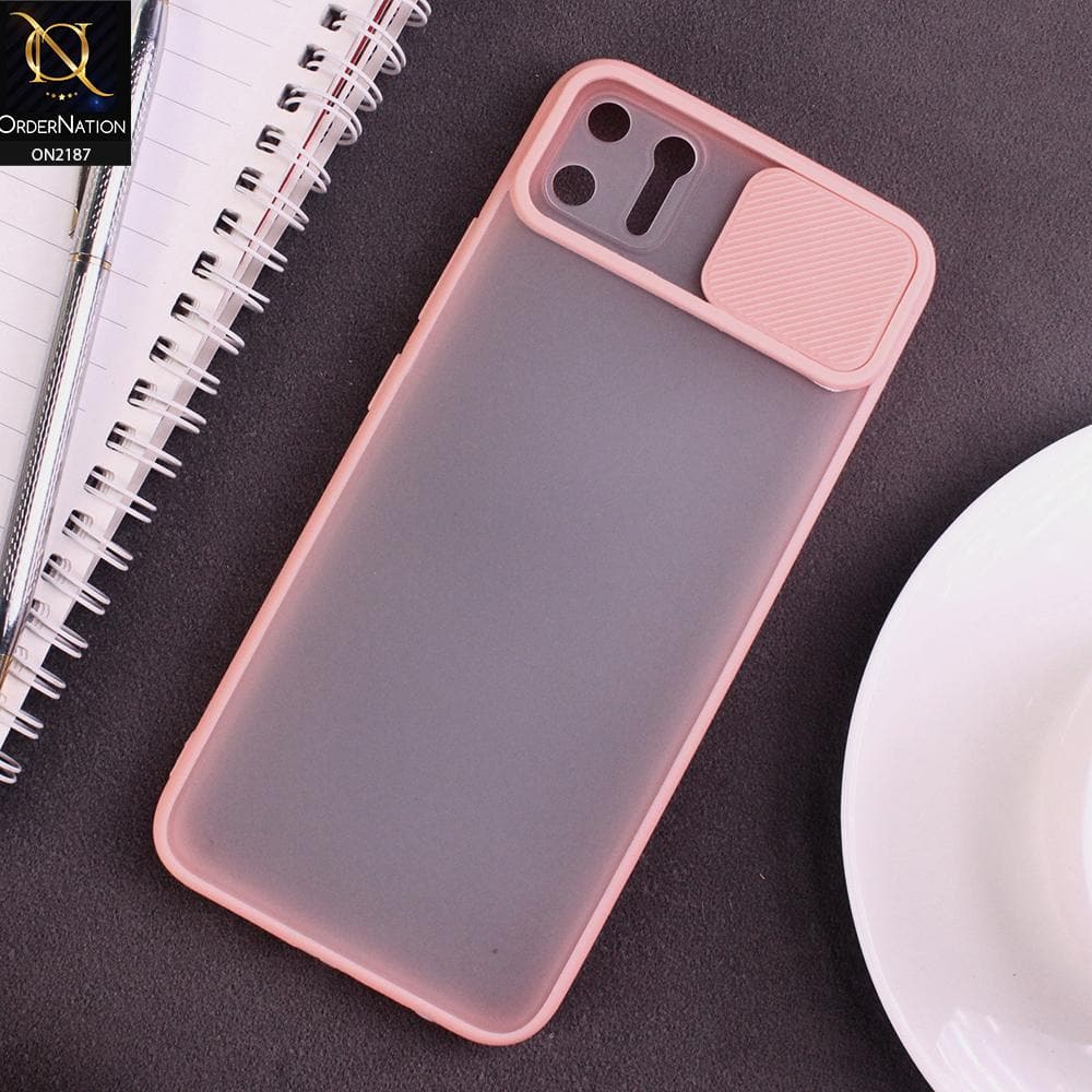 Realme C11 Cover - Pink - Translucent Matte Shockproof Camera Slide Protection Case