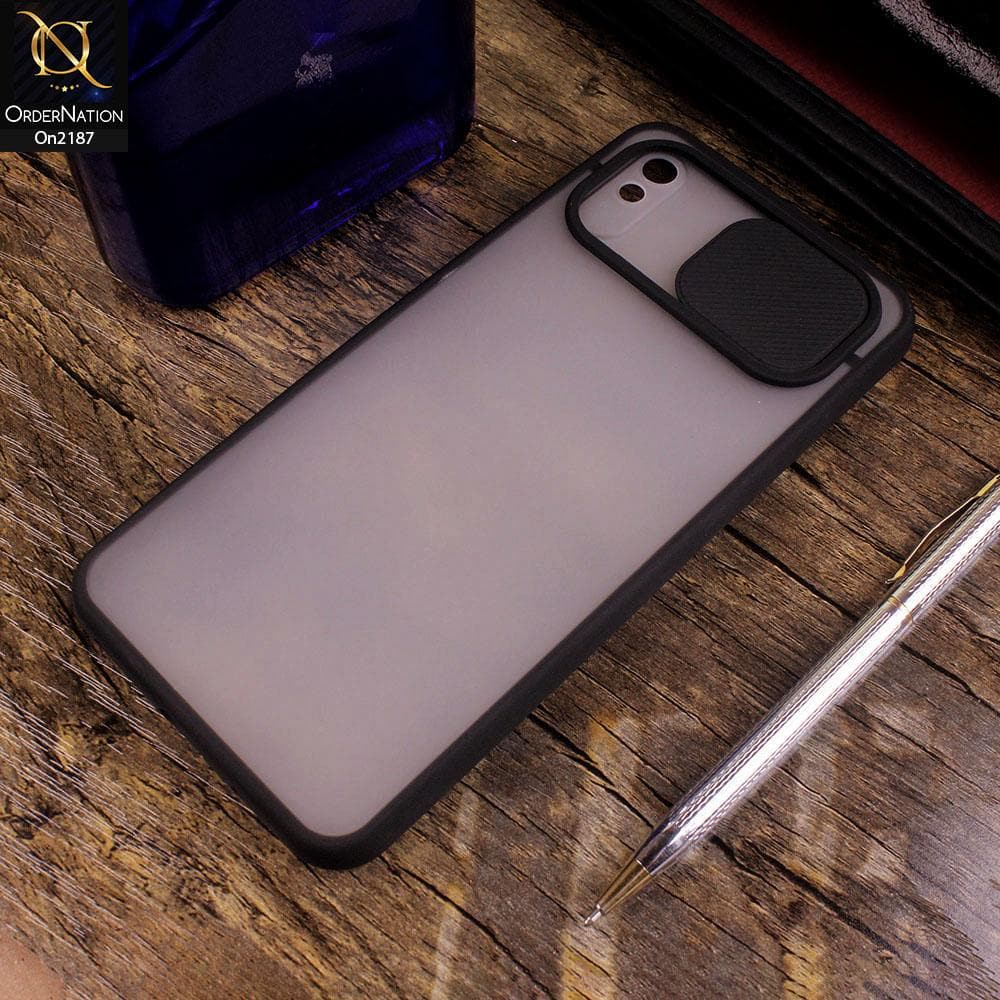 Xiaomi Redmi 9i - Black - Translucent Matte Shockproof Camera Slide Protection Case