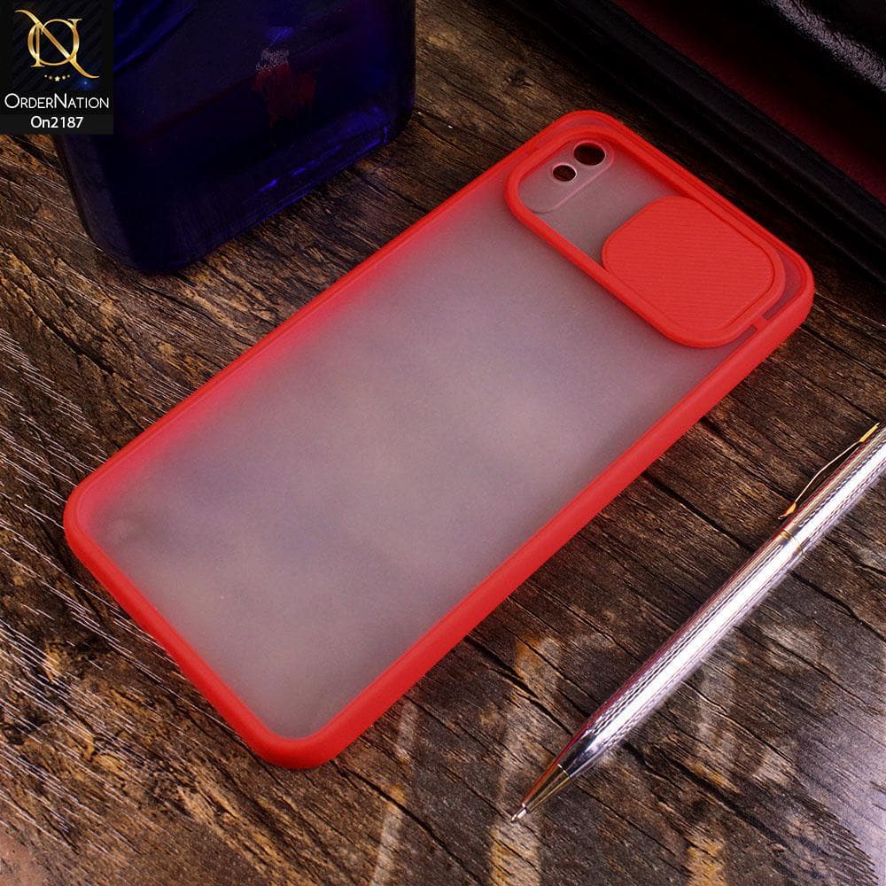 Xiaomi Redmi 9A - Red - Translucent Matte Shockproof Camera Slide Protection Case