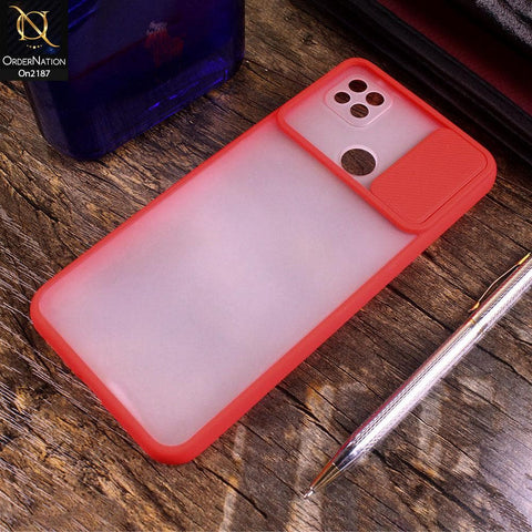 Xiaomi Redmi 9C - Red - Translucent Matte Shockproof Camera Slide Protection Case