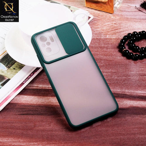 Xiaomi Redmi Note 10 4G - Green - Translucent Matte Shockproof Camera Slide Protection Case