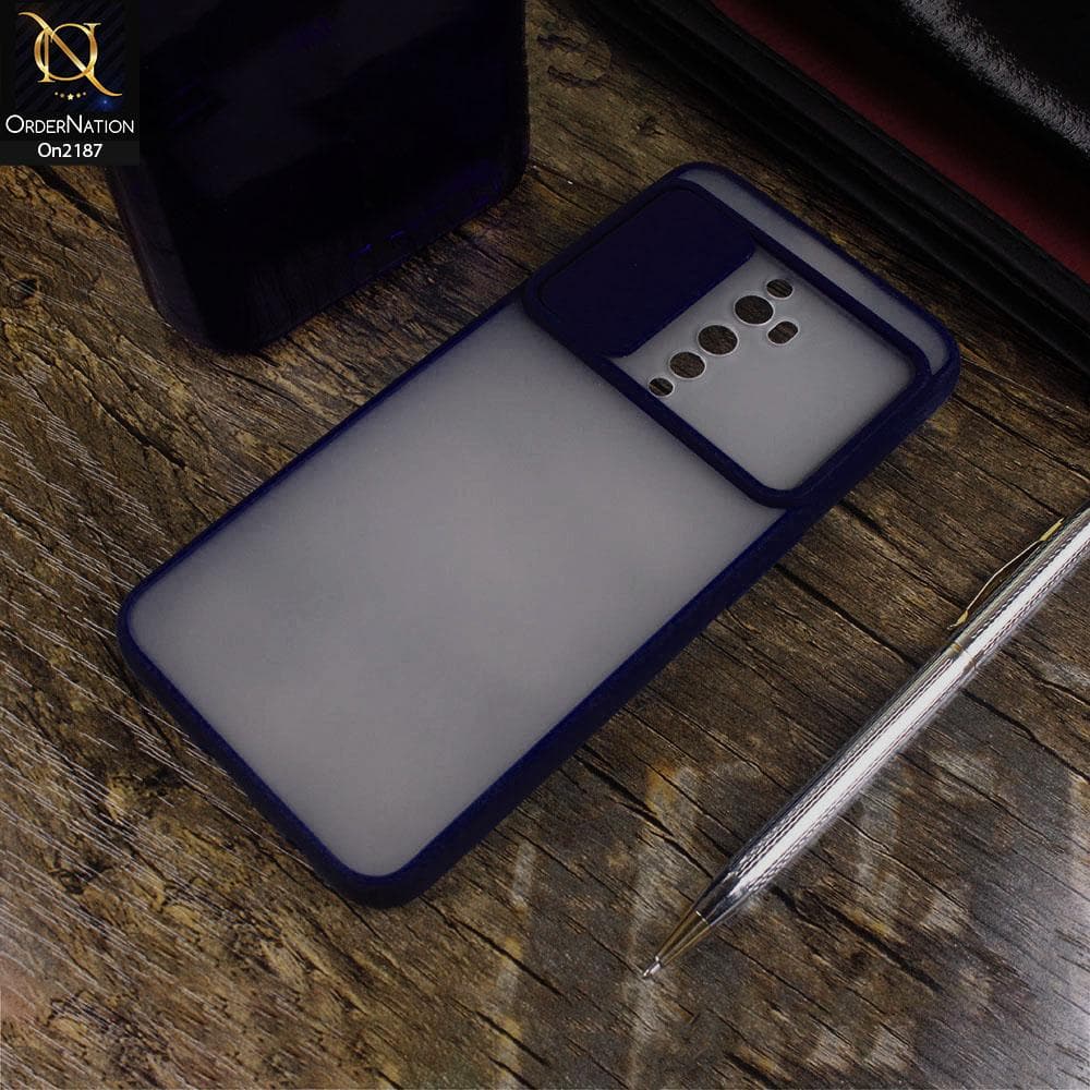 Oppo Reno 2F - Blue - Translucent Matte Shockproof Camera Slide Protection Case