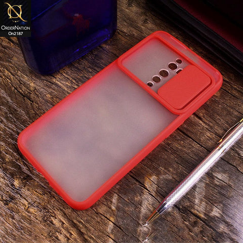 Oppo Reno 2F - Red - Translucent Matte Shockproof Camera Slide Protection Case