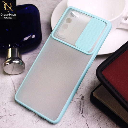 Oppo Reno 4 Pro Cover - Aqua - Translucent Matte Shockproof Camera Slide Protection Case