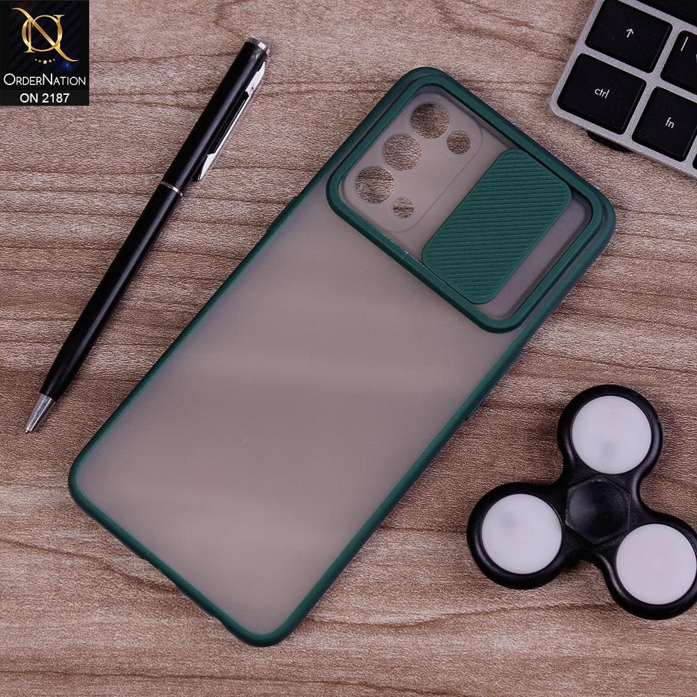 Oppo Reno 5 5G - Green - Translucent Matte Shockproof Camera Slide Protection Case