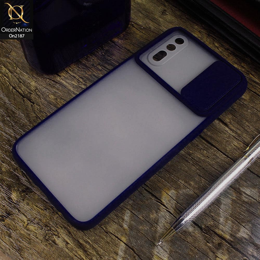 Vivo S1 - Blue - Translucent Matte Shockproof Camera Slide Protection Case