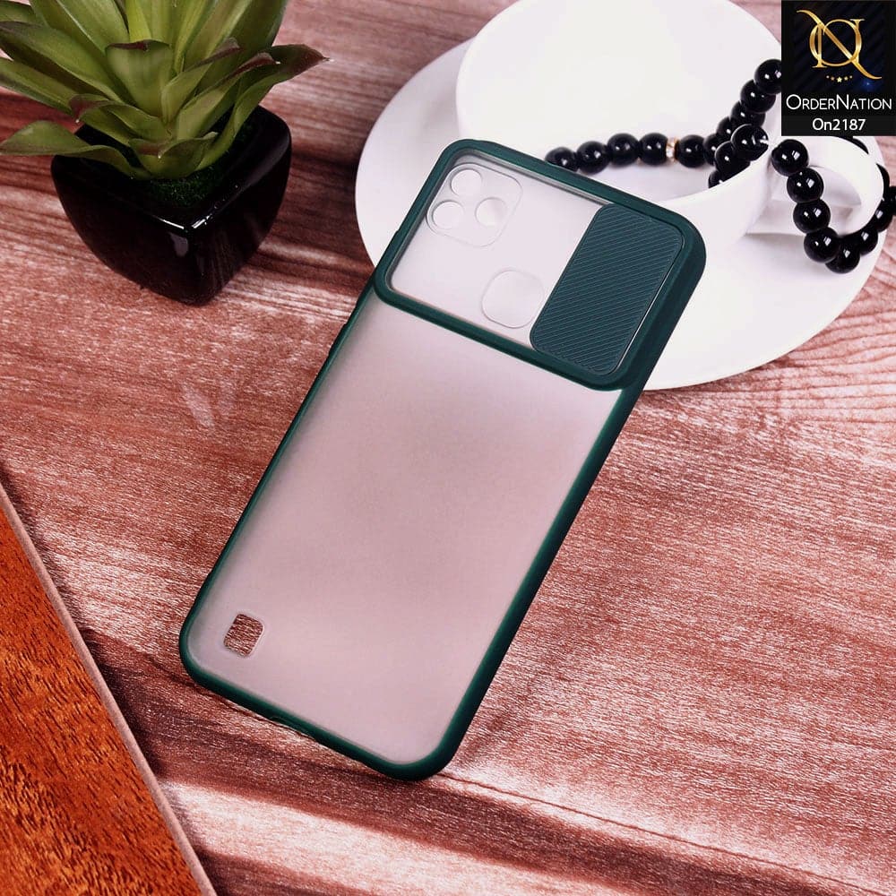 Infinix Smart HD 2021 - Green - Translucent Matte Shockproof Camera Slide Protection Case