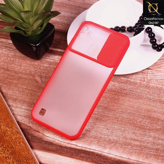 Infinix Smart HD 2021 - Red - Translucent Matte Shockproof Camera Slide Protection Case