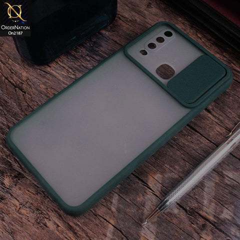 Vivo Y17 - Green - Translucent Matte Shockproof Camera Slide Protection Case