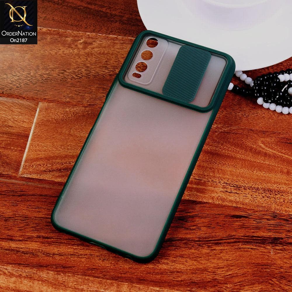 Vivo Y11s - Green - Translucent Matte Shockproof Camera Slide Protection Case