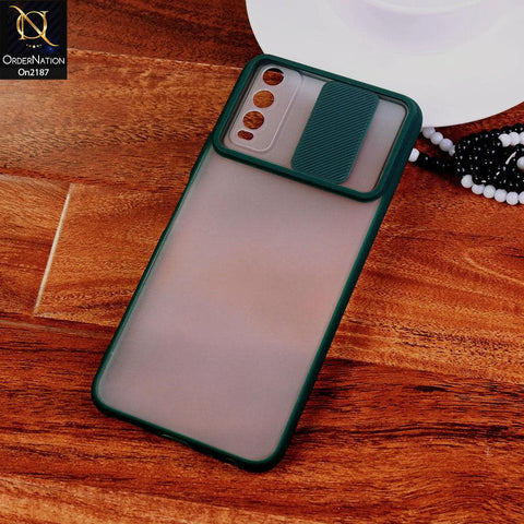 Vivo Y11s - Green - Translucent Matte Shockproof Camera Slide Protection Case