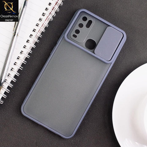 Vivo Y30 Cover - Gray - Translucent Matte Shockproof Camera Slide Protection Case