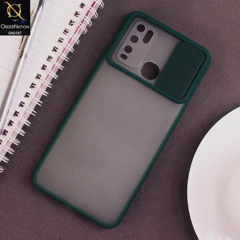 Vivo Y50 Cover - Green - Translucent Matte Shockproof Camera Slide Protection Case