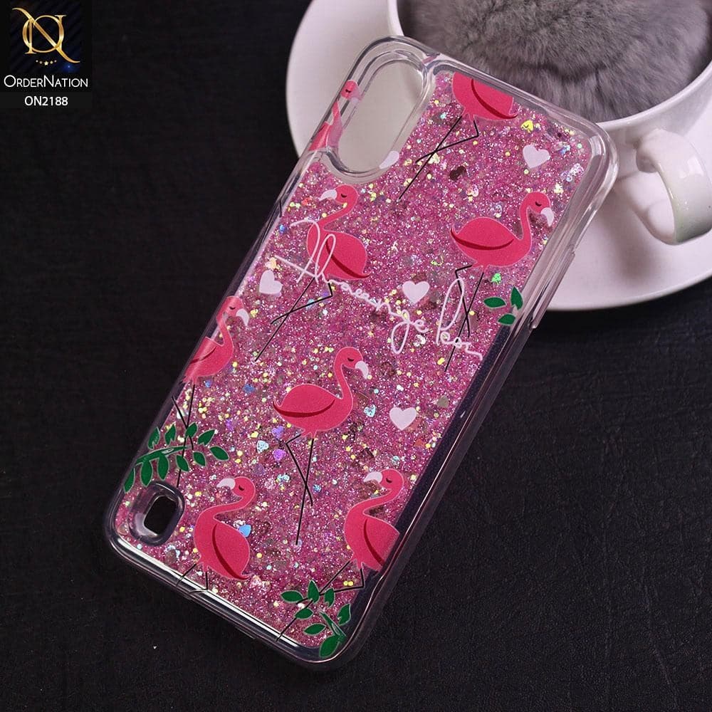 Samsung Galaxy A01 Cover - Design 10 - Trendy Moving Liquid Glitter Shine Soft Borders Case