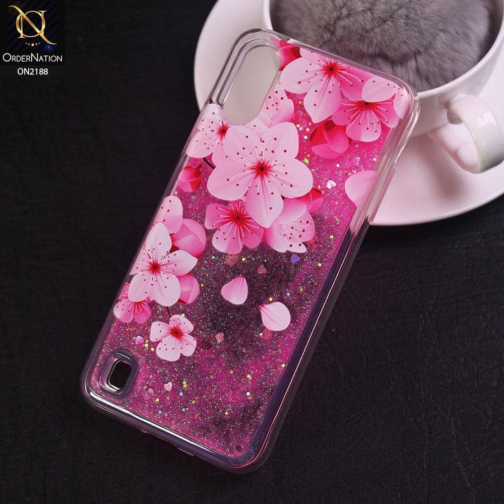 Samsung Galaxy A01 Cover - Design 8 - Trendy Moving Liquid Glitter Shine Soft Borders Case