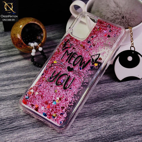 Oppo A92 Cover - Design 9 - Trendy Moving Liquid Glitter Shine Soft Borders Case