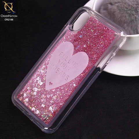 iPhone XS / X Cover - Design 17 - Trendy Moving Liquid Glitter Shine Soft Borders Case