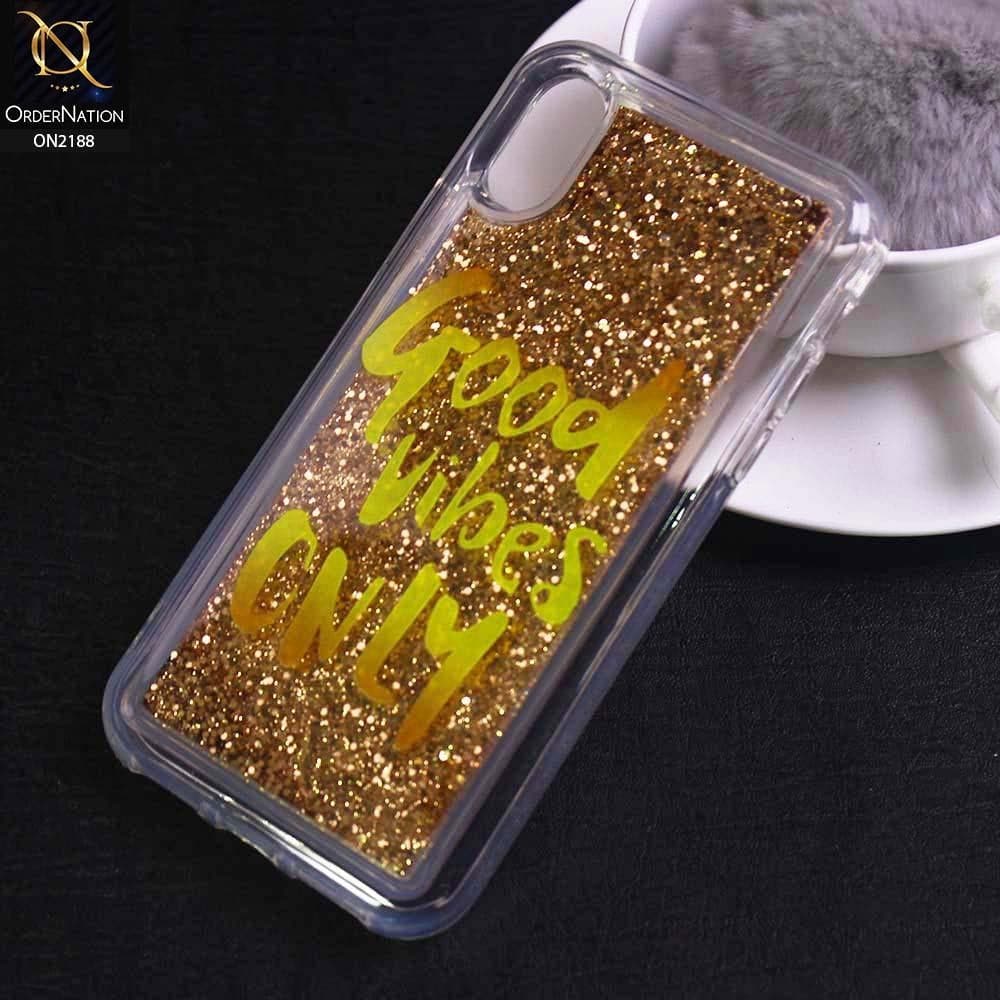 iPhone XS / X Cover - Design 19 - Trendy Moving Liquid Glitter Shine Soft Borders Case