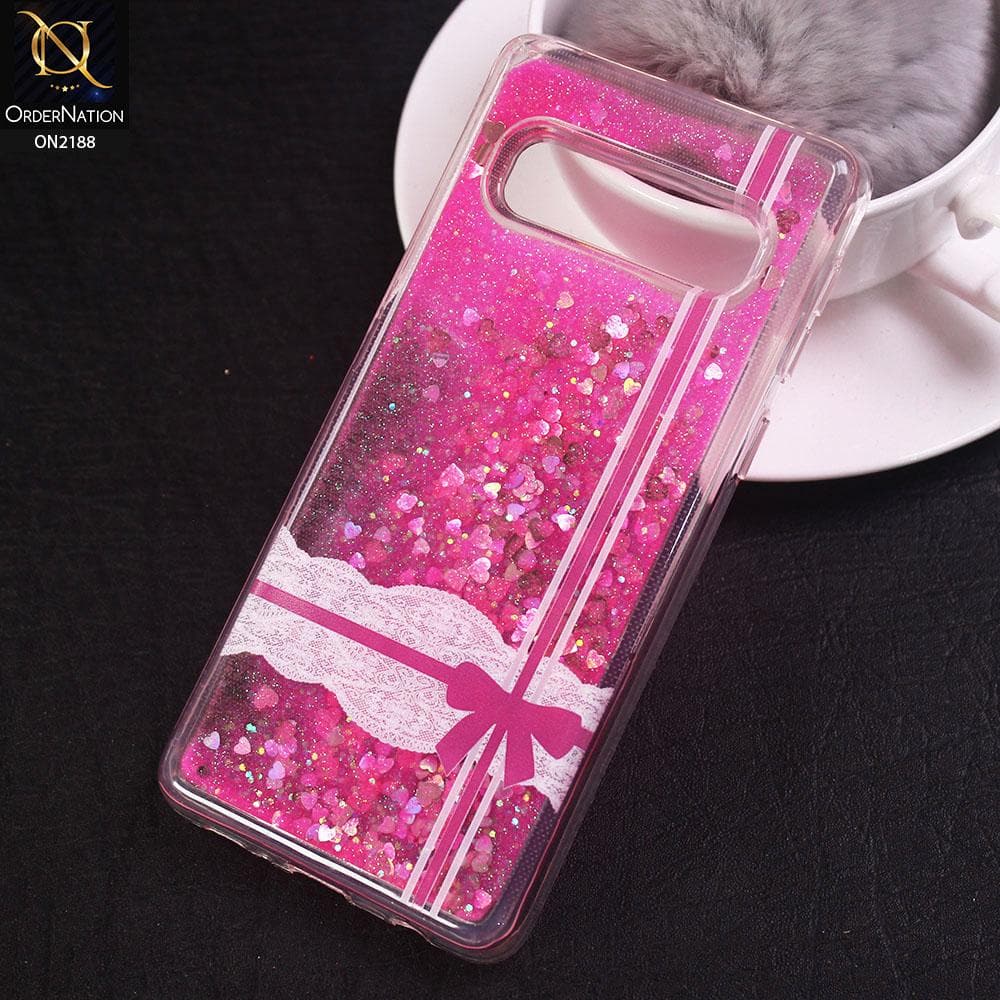 Samsung Galaxy S10 Cover - Design 2 - Trendy Moving Liquid Glitter Shine Soft Borders Case