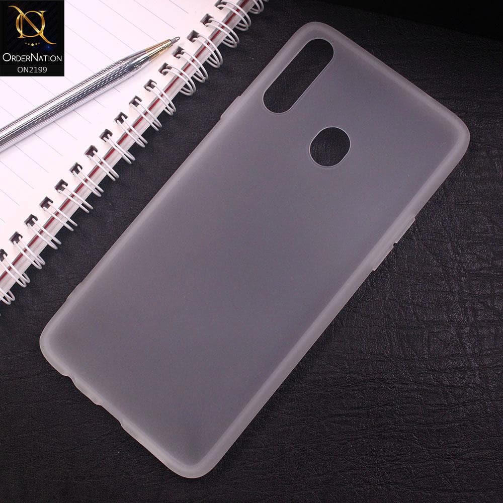 Samsung Galaxy A20s Cover - White - Luxury Semi Tranparent Color Frame Matte Hard Thin PC Protective Case