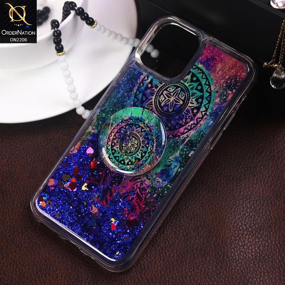 iPhone 11 Pro - Design 2 - New Elegant Liquid Glitter Soft Borders Case With  Holder