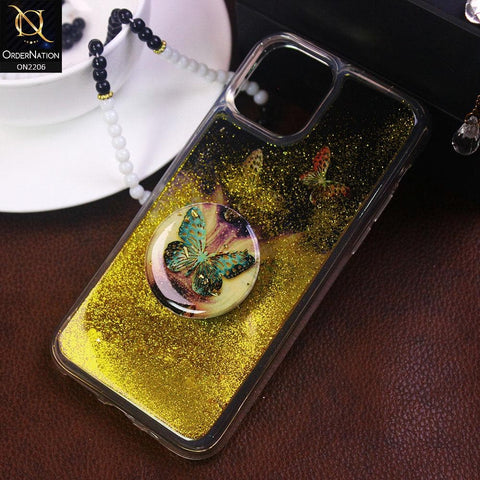 iPhone 11 Pro Max - Design 1 - New Elegant Liquid Glitter Soft Borders Case With  Holder