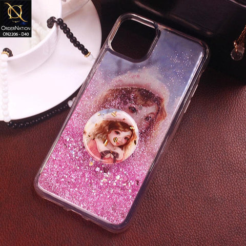 iPhone 11 Pro Max Cover - Design 40 - New Elegant Liquid Glitter Soft Borders Case With  Holder