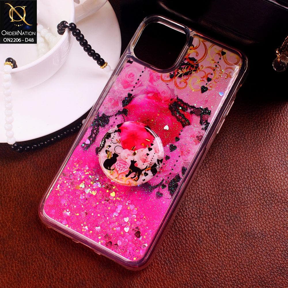 iPhone 11 Pro Max Cover - Design 48 - New Elegant Liquid Glitter Soft Borders Case With  Holder